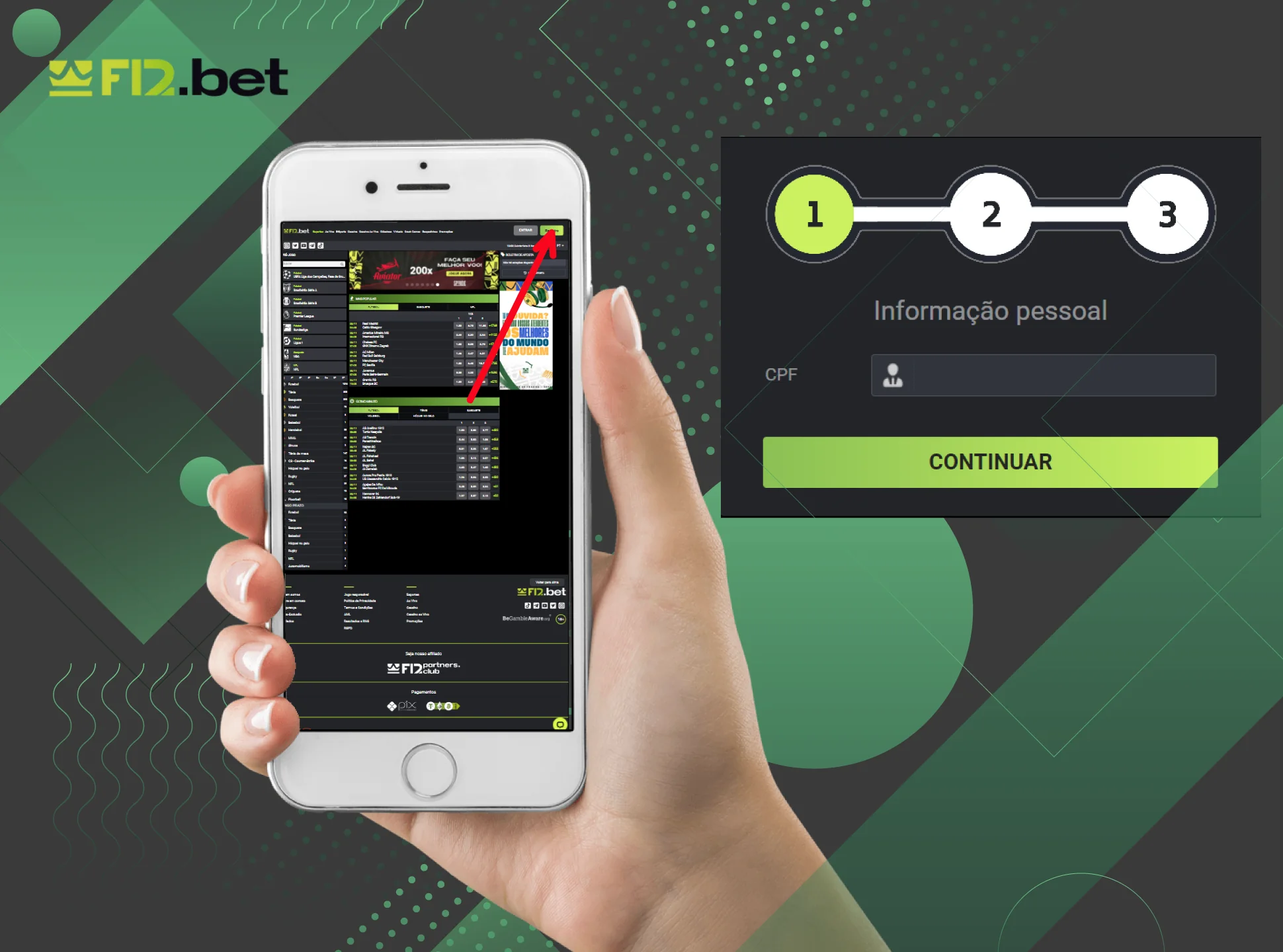 Acesse o site oficial da f12bet e abra o formulário de registro.